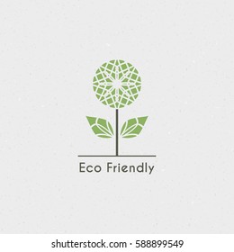 Ecological logo template. Vector flower emblem for eco foundations, organic products, natural food and medicine, green technology