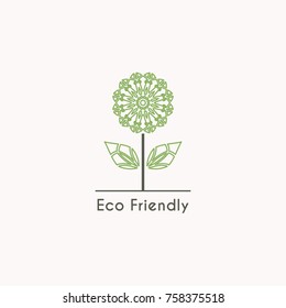 Ecological logo template. Vector flower emblem for eco foundations, organic products, natural food and medicine, green technology