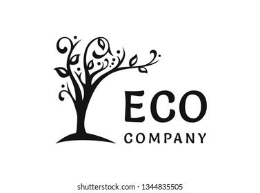 The ecological logo, the tree blooms and leans over the text