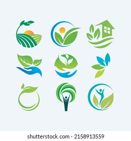 Ecological logos collection symbol designs for business