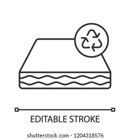 Ecological mattress recycling linear icon. Thin line illustration. Recyclable and reusable eco friendly mattress. Contour symbol. Vector isolated outline drawing. Editable stroke