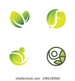 Logotipo ecológico moderno de hoja abstracta 