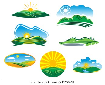 Ecological and nature symbols isolated on white, such a logo idea. Jpeg version also available in gallery