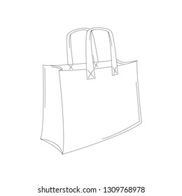ecological paper bag, , vector illustration, lining draw