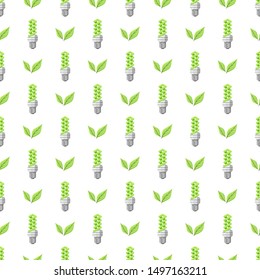 Ecological pattern of fluorescent bulbs. Economical home lighting.
