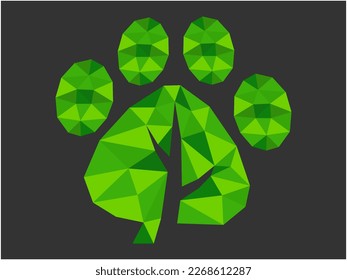  ecological paw logo dog polygonal
