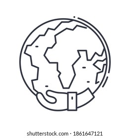 Ecological planet icon, linear isolated illustration, thin line vector, web design sign, outline concept symbol with editable stroke on white background.