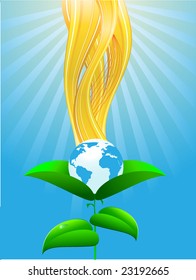 Ecological planet on green leafs