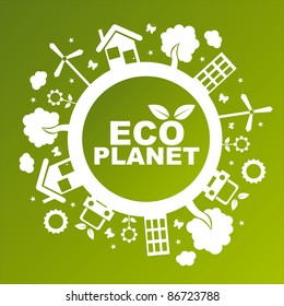  ecological planet over green background