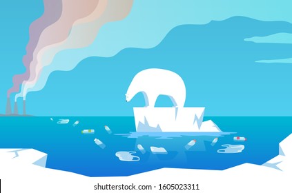 Ecological pollution of land. Garbage in the oceans kills live animals. Global climate change