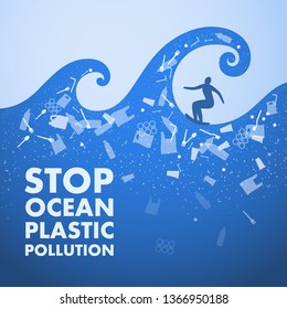 Ecological Poster Stop Ocean Plastic Pollution Stock Vector (Royalty ...