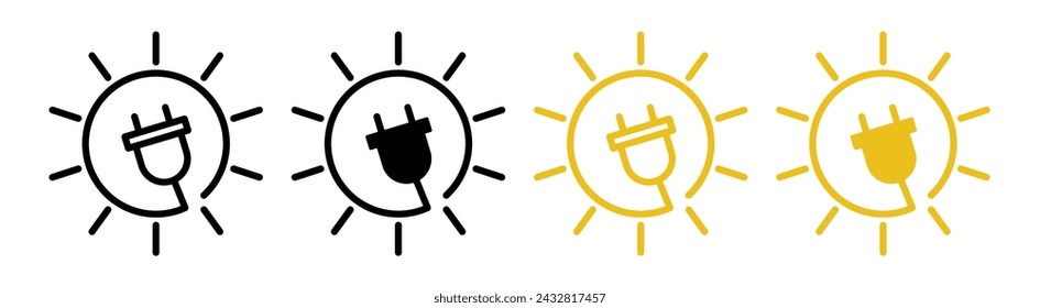 Ecological Power Line Icon. Clean Energy icon in outline and solid flat style.