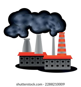 Ecological problem contamination of air by factories flat concept with pipes making black smog vector illustration