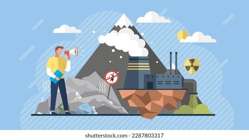 Ecological problem. Planet Earth is full of rubbish. Save the planet. Earth Day. Restoration of ecology of the planet. Toxic waste. Emissions from factories. Changing of the climate. Waste pollution