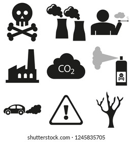 ecological problems icons set isolated on white background