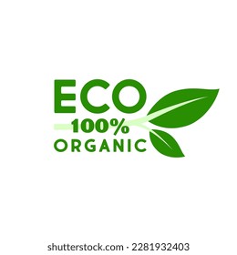 Ecological product icon on too green leaves