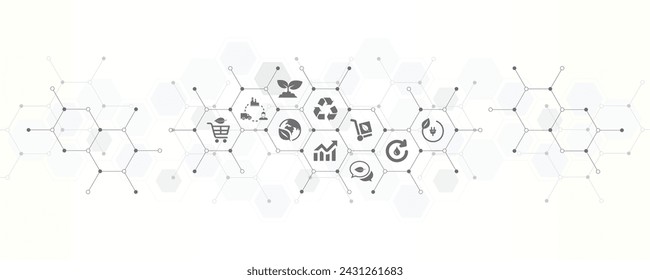 Producto ecológico y banner de embalaje con iconos de sitios web y símbolo Diseño banner de concepto para compras respetuosas con el medio ambiente o ecommerce compras sostenibles o compra cero residuos