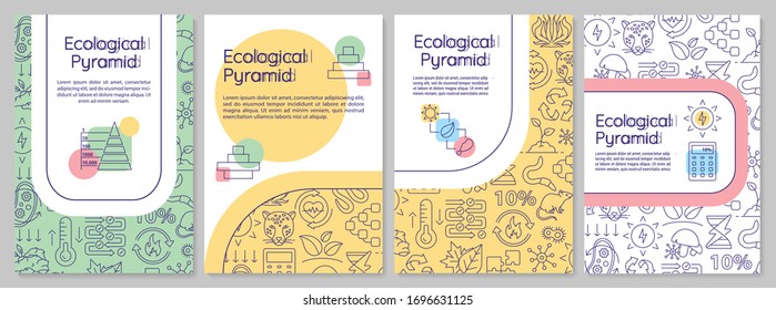 Ecological pyramid brochure template. Energy and biomass levels. Flyer, booklet, leaflet print, cover design with linear icons. Vector layouts for magazines, annual reports, advertising posters