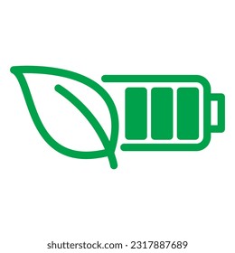 Ecological Rechargeable Accumulator. Battery leaves vector. Battery and leaf icon illustration.