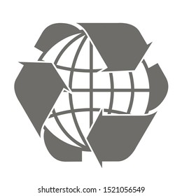 Ecological recycling icon.Black line. Recycle sign isolated on white. Vector image