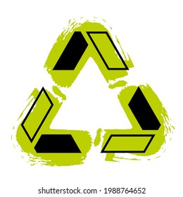 Ecological recycling symbols. environmental triangle symbol  on three strokes background