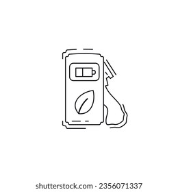 ecological refueling line icon. green fuel station thin line icon.