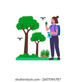 Ecological Research Fieldwork Flat Vector Illustration
