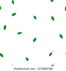 Ecological seamless pattern with green leaves on white background. Vector illustration. Zero waste, go green, eco style.