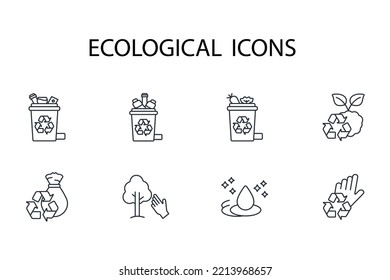 Ecological set thin line icons. Vector illustration isolated on white. Editable stroke