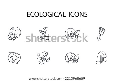 Ecological set thin line icons. Vector illustration isolated on white. Editable stroke