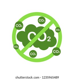 Ecological stop co2 emissions sign on white background. Vector stock illustration.