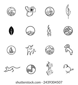 Ecological Succession Icons Pack. Vector collection