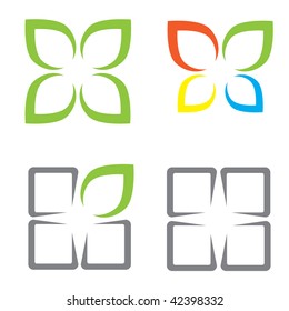Ecological symbols leaves window and butterfly