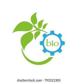 Ecological technologies of the future. Biotechnology sign. Eco gear.