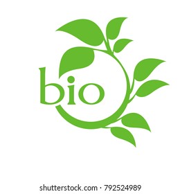 Ecological technologies of the future. Organic product. Bio ecology. Natural bio product sign. Biotechnology sign. 