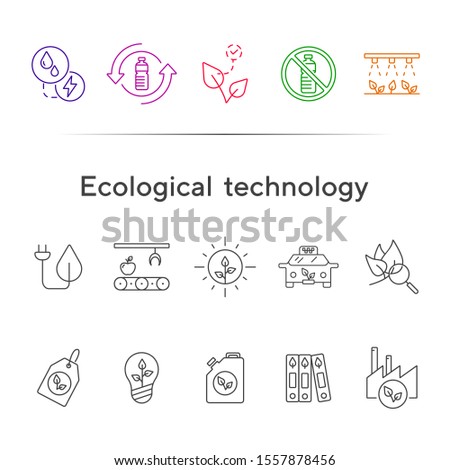 Ecological technology line icons. Set of line icons. Petrol, taxi, label. Eco technology concept. Vector illustration can be used for topics like ecology, technology, environment