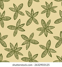 Ecological theme for design. Seamless pattern of doodle leaves
