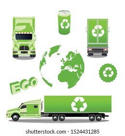 Ecological theme, ecology elements set, isolated on white vector