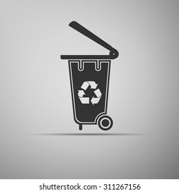 Ecological trash icon on grey background. Vector Illustration