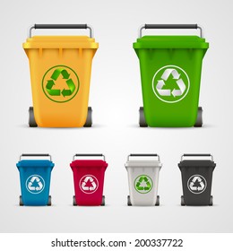 Ecological trash set, Trash icons color Vector illustration