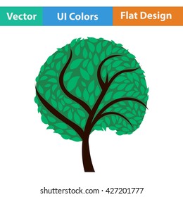 Ecological tree with leaves icon. Flat design. Vector illustration.