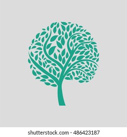 Ecological tree leaves icon. Gray background with green. Vector illustration.