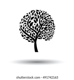 Ecological tree leaves icon. White background with shadow design. Vector illustration.