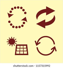 ecological vector icons set. with recycle sign and solar panel in set