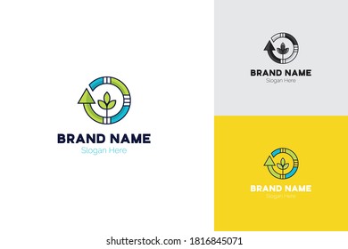 Ecological vector logo design. Plant flat logo. Savings logo design. Element for corporate identity.