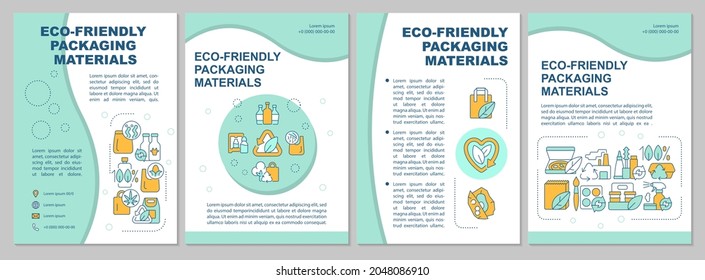 Ecologically friendly packaging brochure template. Flyer, booklet, leaflet print, cover design with linear icons. Vector layouts for presentation, annual reports, advertisement pages