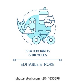 Ecologically friendly vehicles concept icon. Alternative, eco-friendly ways to get around city streets abstract idea thin line illustration. Vector isolated outline color drawing. Editable stroke