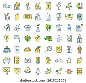 Ecologist icons set. Outline set of ecologist vector icons thin line color flat on white
