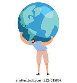 ecologist lifting planet earth character