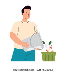 ecologist with organic garbage character
